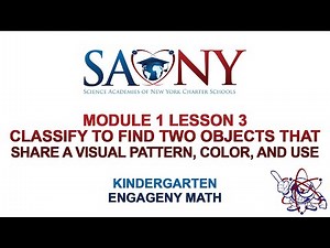 Kindergarten EngageNY Math - Module 1 Lesson 3 Classify to find two objects that share a visual...
