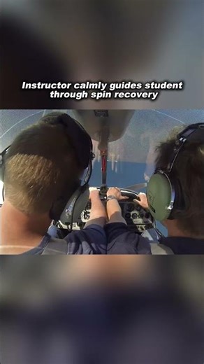 Flight instructor calmly guides a student through spin recovery