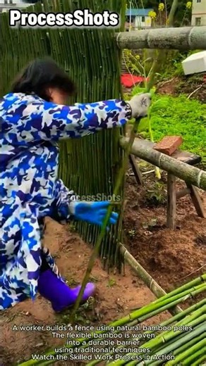 Traditional Bamboo Fence Building Technique Using Natural Materials #worker #process #bamboo