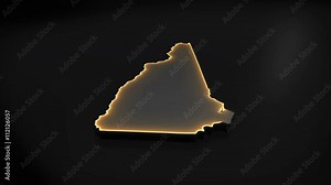 Seamless looping 3D animation of the map of New Hampshire including 2 versions and alpha matte