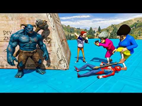 Scary Teacher 3D – Epic Revenge! Miss T vs Spiderman vs Blue Hulk – Game Animation