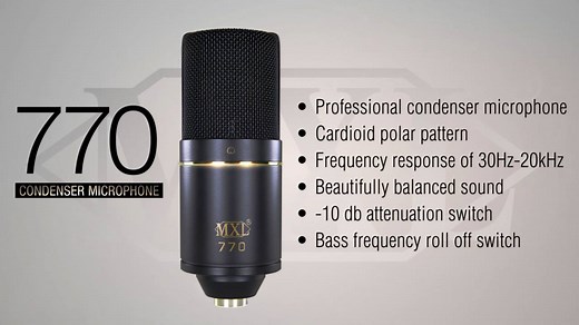 The MXL 770 is a popular multipurpose condenser microphone known for warmth and clarity in professional recordings. The perfect piece for seasoned pros or novice musicians who want a quality microphone that won't break the bank. #mxlmics #vocal #proaudio | MXL Mics