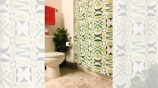 It's super easy to create a custom shower curtain to match your decor when you use Royal Design Studio Stencils! Click play to learn how to DIY a shower curtain with your own favorite colors and patterns :) Buy stencils & supplies here: www.royaldesignstudio.com/blogs/stenciling-tips/diy-shower-curtain | Royal Design Studio Stencils/Modello Designs
