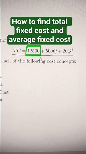 How to find total fixed cost and average fixed cost #tfc #afc