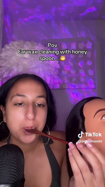 Ear Wax Cleaning with Honey Spoon ASMR Video