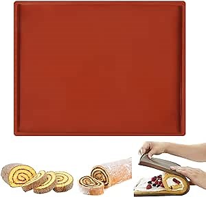 Swiss Roll Cake Mat, 14.17x11" Flexible Silicone Pastry Mat, Jelly Roll Pan Bakeware Nonstick Baking Tray for Swiss Roll, Pastry, Jelly, Cookies