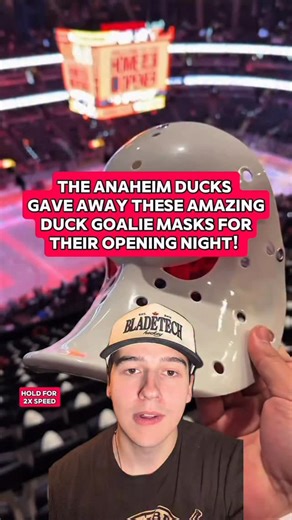 The Anaheim Ducks Gave Away These Amazing Duck Themed Goalie Masks for Their Opening Night #nhl #anaheimducks #duckshockey #hockey | Crash the Blue Paint