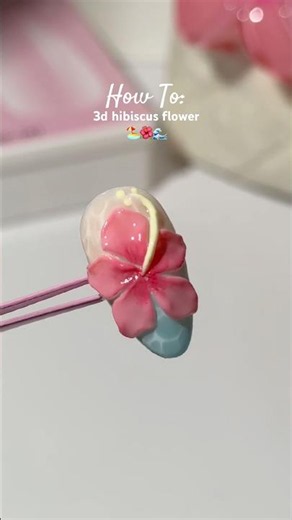 3D Hibiscus Flower Nail Tutorial 🌺 Products listed in description #summernails #nailart #naildesign