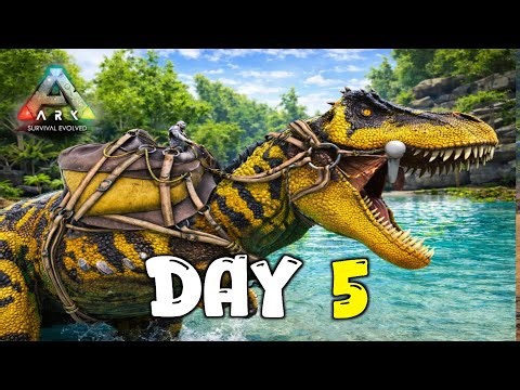 ARK Survival Evolved - Day 5 - Taming Rex 😱- Survival on The Island (Noob to Survivor)