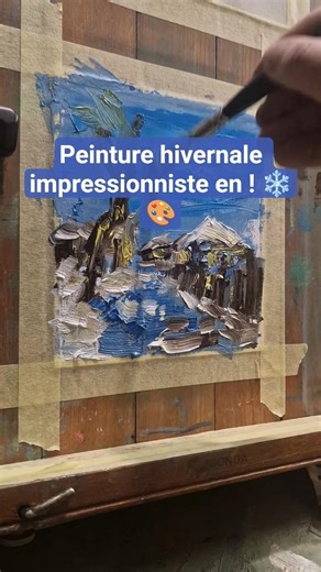 Peinture hivernale impressionniste! ❄️🎨 #Peinture #Impressionnisme #PaysageHiver #Art
