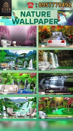 Best Nature Wallpaper for Home Walls 🌿 3D Waterfall & Forest Wallpaper Design #shorts