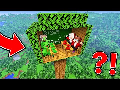 Mikey Family and JJ Family Built a School inside a Tree in Minecraft (Maizen)