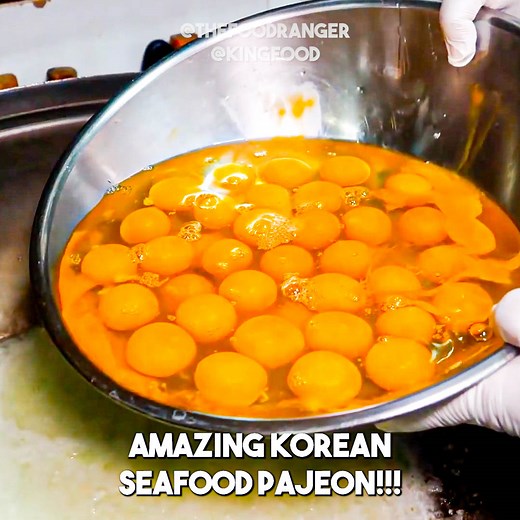 1.3M views · 13K reactions | Most insane Korean seafood Pajeon pancake!! Thanks to King Food: https://youtu.be/Potar6t5R68 | The Food Ranger | Facebook