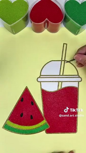 Sand Art – Watermelon and Juice 🍉🥤 #asmrsounds #asmrvideo #foryoupage #relaxingvideos #sandart