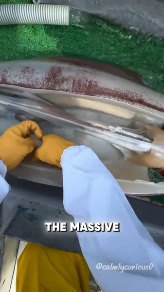 The Secret "Plastic" Shell Inside a Squid! 🦑😲 #shorts