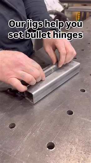 Our bullet hinge jigs can help speed up production by improving consistency, gap tolerances, and clearances without sacrificing speed. Pickup yours from our store. Link in our profile. #bullethinge #hinge #welding #fabrication #manufacturing #fabricator #lasercutting | TRAT FAB