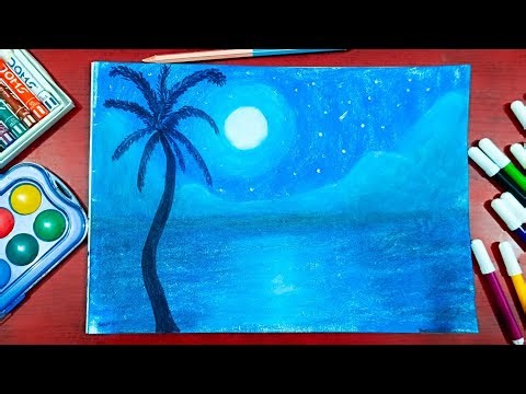 Easy Oil Pastel Drawing Tutorial | Night View Drawing | Night Painting | Easy Painting#art #drwaing