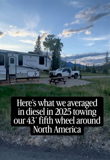 That’s a wrap for 2025 🛻⛽️ Ever wonder what it costs in diesel to tow 43’ feet and 15k lbs around the country? Here’s what it costs us ⬇️ Florida ➡️ Utah ➡️ Wyoming ➡️ Montana ➡️ Banff ➡️ Colorado ➡️ Utah $607 a month on average for diesel 💸 Most expensive month: We left Florida and drove across the country to Utah… this leg we spent $1238. 💰Cheapest month: November we spent the entire month in St George, so our fuel costs only hit $246 Is this what you expected? What questions do you have ab