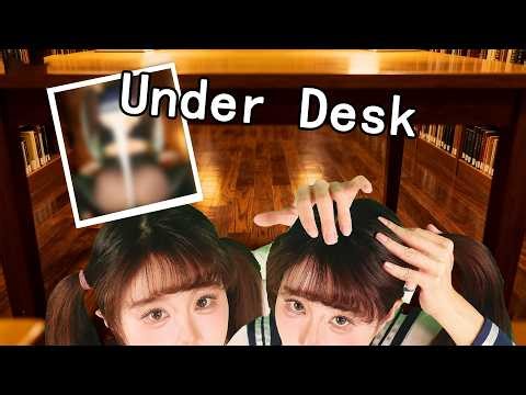 Hot Classmate Sneaky Under Desk in Library! ASMR Mic Pumping & Cream Massage