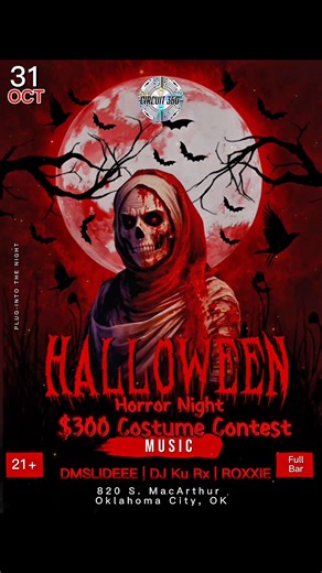 🎃 HALLOWEEN NIGHT — $300 Costume Contest 👻 We’re launching the new Friday and it all starts Halloween Night. The fits go crazy, the floor stays packed, and somebody’s leaving with $300. Hip Hop. Latin. Top 40. Pure vibe. 🎧 DJ’s: Roxxie | DJ Ku Rx | DMslideee 💽 Music: Hip Hop | Latin | Top 40 | Party Vibes 🕘 Doors 9PM | 21 Bring your crew. This one’s the start of something. #Circuit360Fridays #HalloweenNight #OKCNightlife #DJKuRx | Circuit360