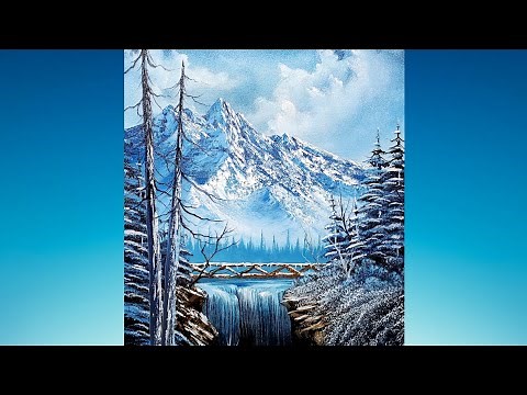 Bob Ross Style by CRI Painting Tutorial "Winter Bridge" | Original Landscape Painting Tutorial