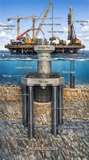 This Is How Bridges Are Built in Deep Water! #shorts