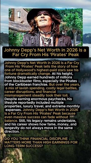 Johnny Depp’s Net Worth Looks Very Different in 2026 #JohnnyDepp #CelebrityWealth