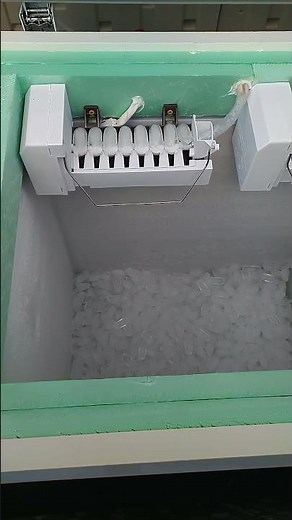 homemade ice maker in a freezer! watching the ice drop #ice #icemaker #cold #mesmorizing #satisfying