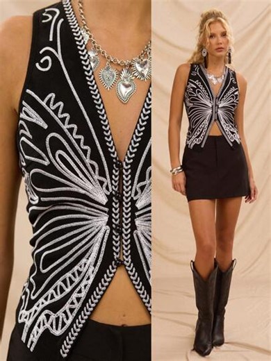 Avantive Summer Women Prom/Formal/Beach/Vacation/Cute/Western Wear/Business Casual/Elegant/Birthday/Going Out/Club/Office/Festival/Rave/Work/Classy/Country Concert/Brunch/Cruise/Old Money/Airport/Modest/Church/Fairycore/ /Sexy/Funny/Hippie/Tea Party/Y2k/Streetwear/2000s/Disco/Spring Break/Graduation/Wedding Guest/Cocktail/Vintage//Resort/Beach Vacation/White Embroidered Black Top | SHEIN