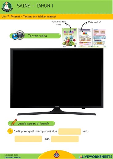 Sains T1 - Tarikan dan tolakan magnet worksheet