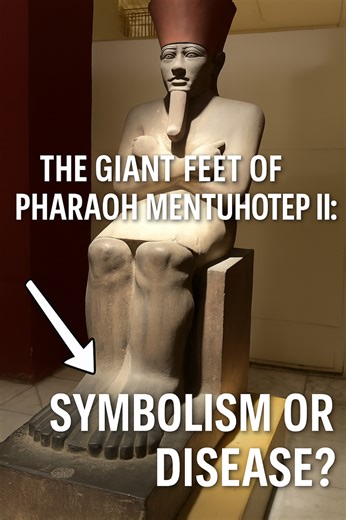 📌 🖼️ The Giant Feet of Pharaoh Mentuhotep II: Symbolism or Disease? This statue represents Pharaoh Mentuhotep II the most famous king of Egypt’s 11th Dynasty who ruled more than 4000 years ago Mentuhotep II is remembered in history as the great unifier who reunited Upper and Lower Egypt after the First Intermediate Period a time of chaos and political division By restoring order and central authority he paved the way for the Middle Kingdom one of the greatest eras in ancient Egyptian civilizat
