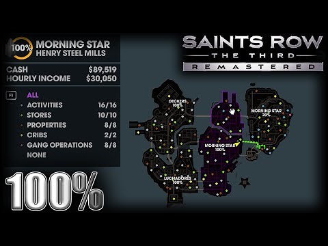 SAINTS ROW THE THIRD REMASTERED Walkthrough Gameplay - MORNING STAR MAP 100% (No Commentary)