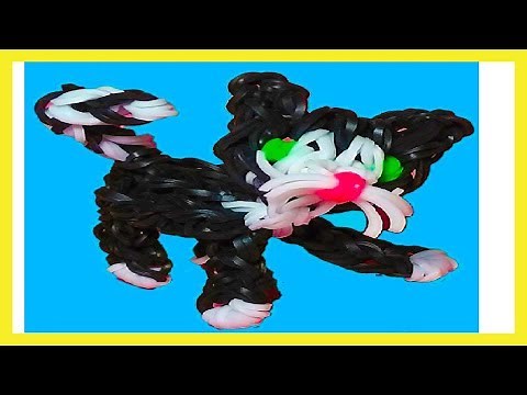 🌈 How to make loom bands animals easy cat 3D with forks charms for kids things tutorial DIY