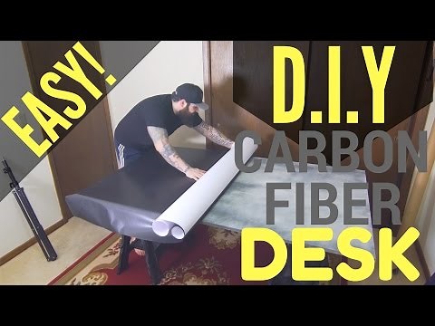 How to make your own DIY carbon fiber vinyl wrap MDF desk tutorial