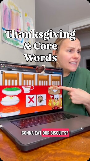 A great speech therapy activity for Thanksgiving and Turkey themes with your littles and AAC users! 🦃 Turkey Table by GoGo Speech is such a fun story to do with your kids! They’ll love revealing each of the dishes and talking about which ones they like and don’t like, and then shooing away the sneaky turkeys who try to snatch the food from our table. We’re using the new annotation feature to add core words to the story for some helpful visuals! 🧡#slp #speechtherapy #slpeeps #instaslp | GoGo Sp