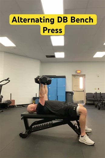 Alternating DB Bench Press #training #youtubeshorts #chest #chestworkout