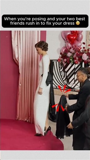 When you’re posing and your two best friends rush in to fix your dress 🥺 #zendaya #shorts