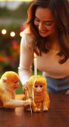GOLDEN MONKEY THINKS HIS CAKE TWIN IS REAL! 😱 The Most Heartbreaking Reaction Ever!