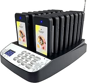 Restaurant Pager System, 16 Wireless Pagers. Pager for Restaurant 1640ft Long Range Pagers and Beepers with Vibration Flash, Lineup Waiting Queue Beeper Pager for Restaurant, Food Truck, Bar