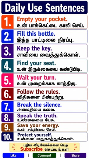 Daily Use English Sentences in Tamil | English Through Tamil | Spoken English Practice #Shorts