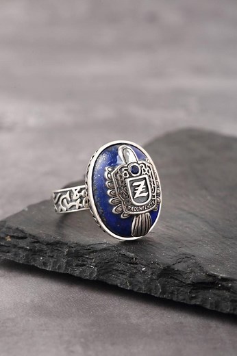 Natural Lapis Lazuli Ring in 925 Sterling Silver, Damon Salvatore's Daylight Ring, Vampire Diaries Ring, Custom Old English Alphabet Jewelry - Etsy