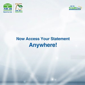Now Access Your Statement Anywhere! MCB Credit Card customers can view their account statements via MCB Live, Email, Website (https://www.mcb.com.pk/personal-product/credit-card-online) or from their MCB Bank Branch! To subscribe, send ESE via SMS to 6222 or call 111-000-622 today! #MCBBank #Bank4Life #MCBat75 #MeraPaigham #75YearsOfMCBandPakistan | MCB Bank Limited