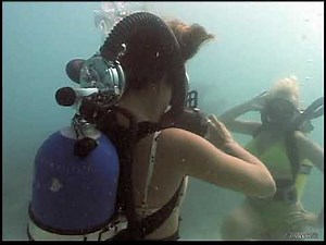 Tracie and Hope scuba diving