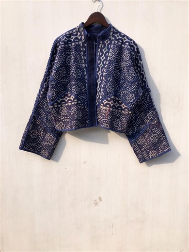 Indigo Vintage Handmade Kant-ha Quilt Jacket: Reversible Bohemian Hippie Coat - Etsy
