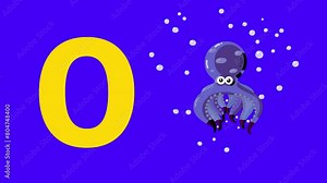 O letter big color like octopus cartoon animation. Animal loop. Educational serie with bold style character for children. Good for education movies, presentation, learning alphabet, etc...