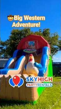Epic Backyard Western Farm Slide Setup in Dallas with Sky High Party Rentals
