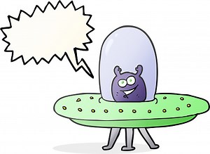 Freihand gezeichnete Sprechblase Cartoon Space Alien