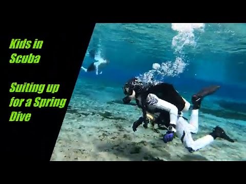 Kids in Scuba - Suiting up for a Spring Dive
