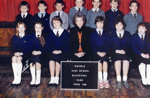 Classroom photos including classic line-up pics from schools in the 1980s