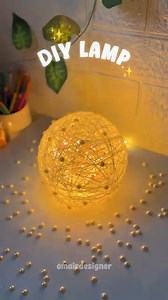 Glow Up Your Room with a DIY Thread Lamp🧵✨ #DIYLamp #ThreadLamp #HomeDecor #Viral #shorts #diy #diyshorts #viral #crafts youtube shorts, shorts, diy shorts, viral diy #ThreadLamp #StringLamp #DIYLighting #BalloonLamp thread lamp diy | Omair Designer